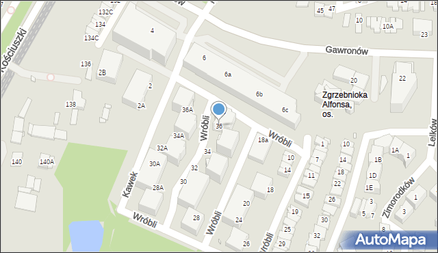 Katowice, Wróbli, 36, mapa Katowic