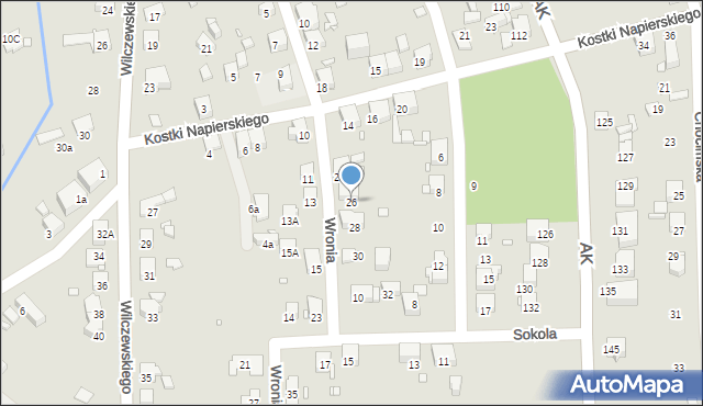 Katowice, Wronia, 26, mapa Katowic