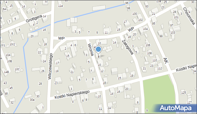 Katowice, Wronia, 8, mapa Katowic