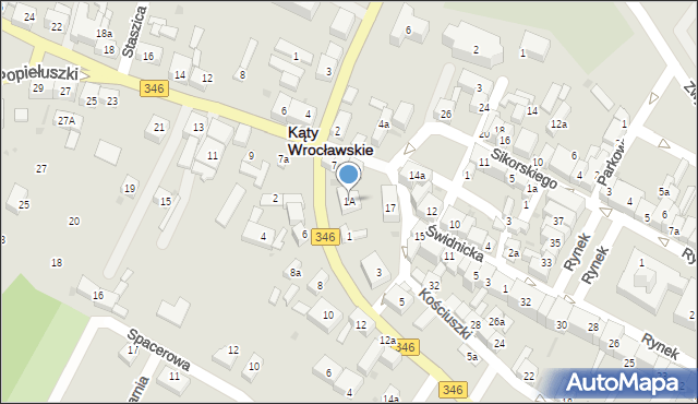Kąty Wrocławskie, Wrocławska, 1A, mapa Kąty Wrocławskie