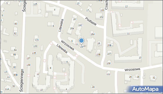 Kielce, Wrzosowa, 13, mapa Kielc