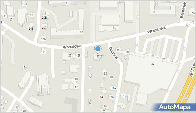 Kielce, Wrzosowa, 32, mapa Kielc