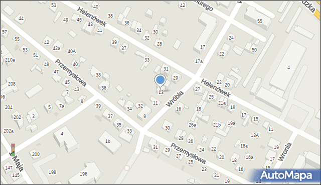Kielce, Wróbla, 13, mapa Kielc