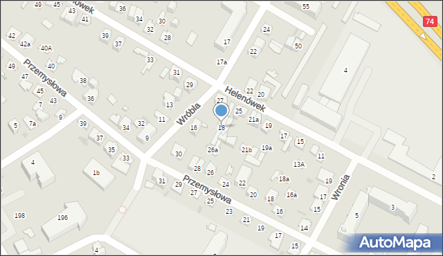 Kielce, Wróbla, 18, mapa Kielc