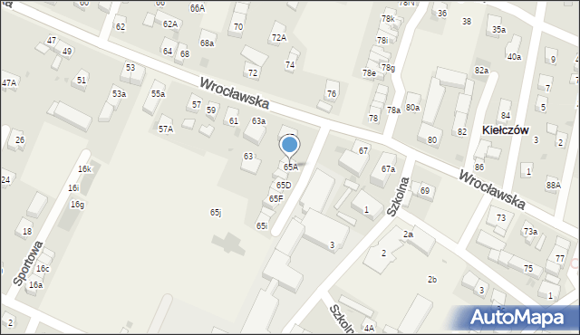 Kiełczów, Wrocławska, 65A, mapa Kiełczów