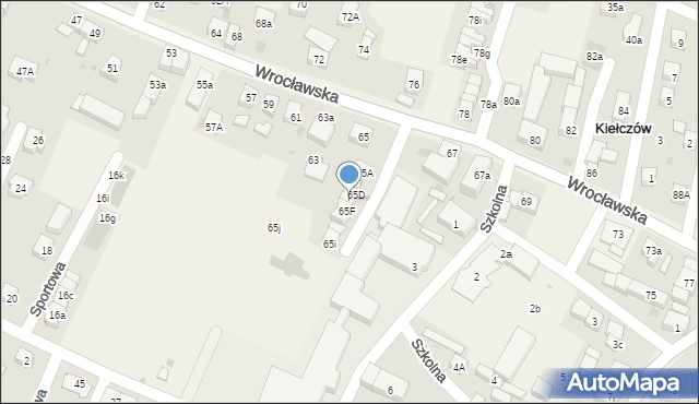 Kiełczów, Wrocławska, 65E, mapa Kiełczów