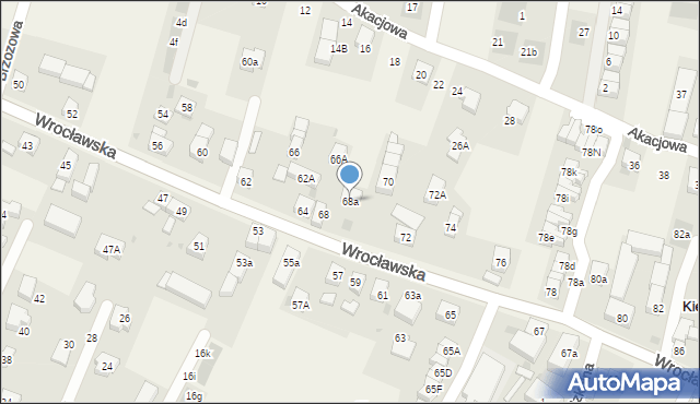 Kiełczów, Wrocławska, 68a, mapa Kiełczów