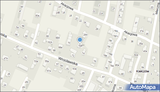 Kiełczów, Wrocławska, 72A, mapa Kiełczów