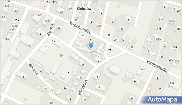 Kiełczów, Wrocławska, 75, mapa Kiełczów