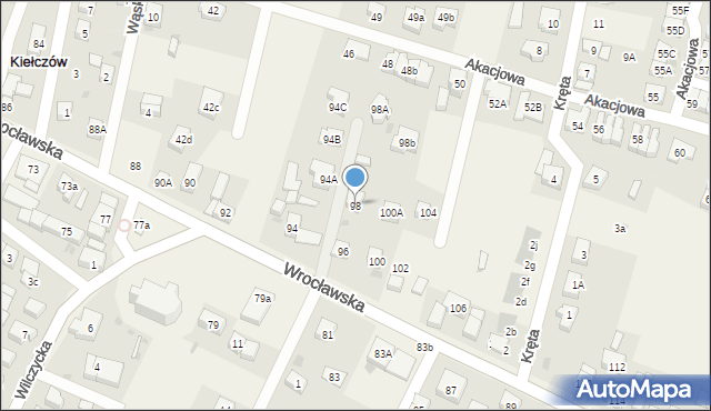 Kiełczów, Wrocławska, 98, mapa Kiełczów