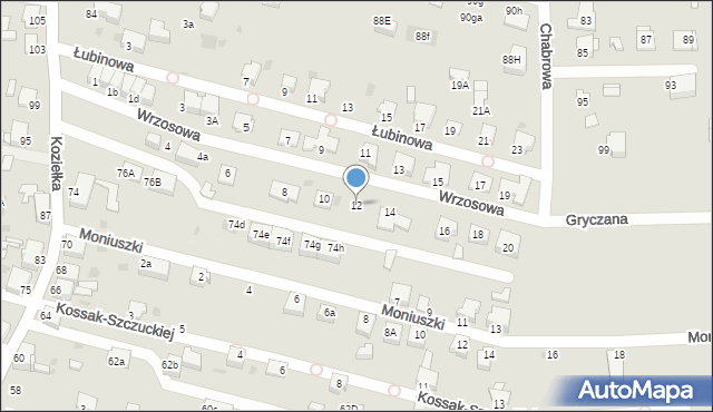 Knurów, Wrzosowa, 12, mapa Knurów