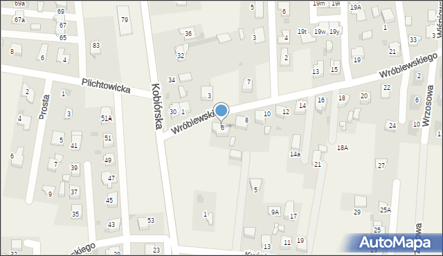 Kobiór, Wróblewskiego Zygmunta, gen., 6, mapa Kobiór