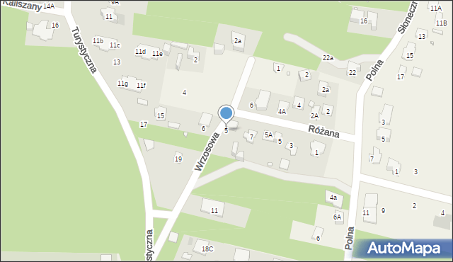 Komorów, Wrzosowa, 5, mapa Komorów
