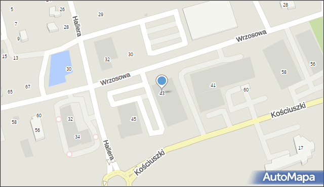 Kościerzyna, Wrzosowa, 43, mapa Kościerzyna