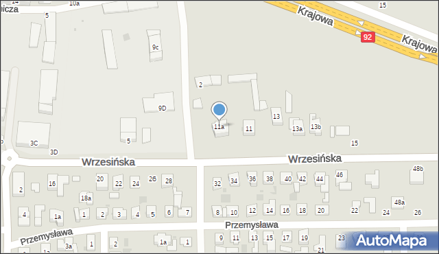Kostrzyn, Wrzesińska, 11a, mapa Kostrzyn