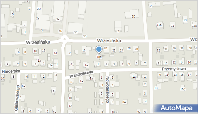 Kostrzyn, Wrzesińska, 18a, mapa Kostrzyn