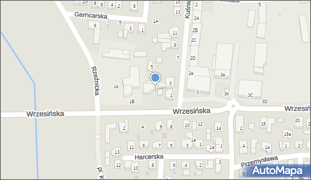 Kostrzyn, Wrzesińska, 1c, mapa Kostrzyn