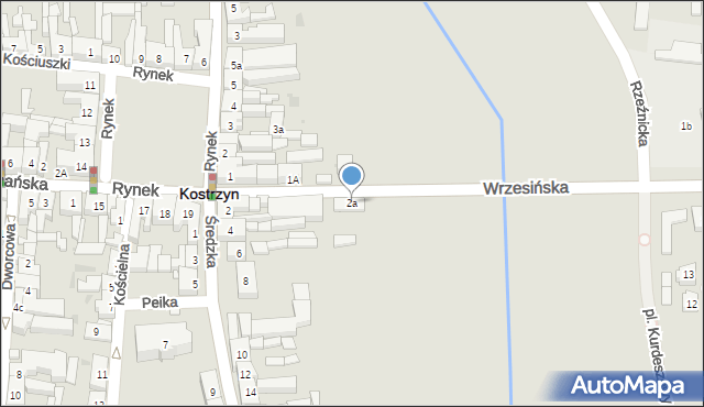 Kostrzyn, Wrzesińska, 2a, mapa Kostrzyn