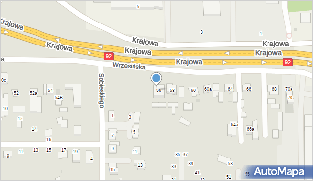 Kostrzyn, Wrzesińska, 56a, mapa Kostrzyn