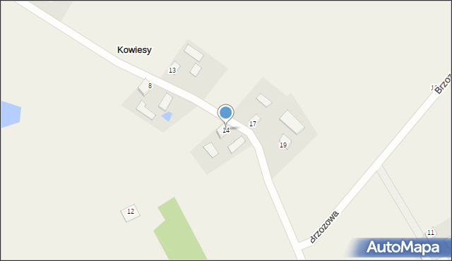 Kowiesy, Wrzosowa, 14, mapa Kowiesy