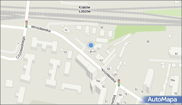 Kraków, Wrocławska, 97, mapa Krakowa