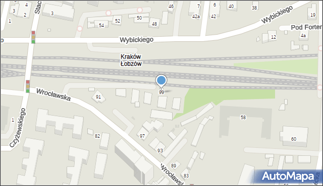 Kraków, Wrocławska, 99, mapa Krakowa