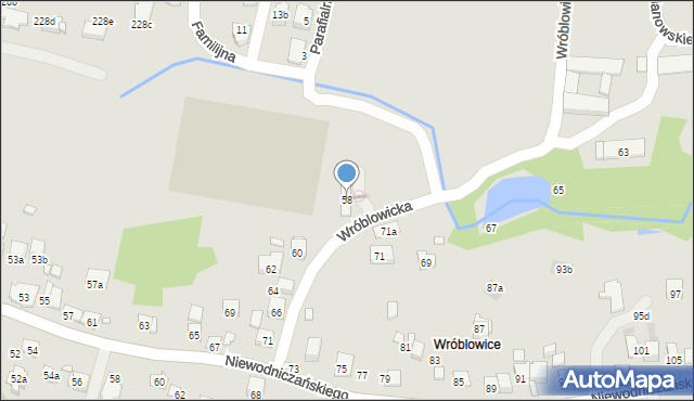 Kraków, Wróblowicka, 58, mapa Krakowa