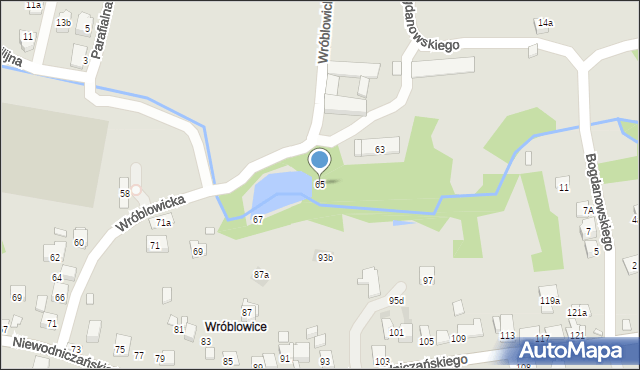 Kraków, Wróblowicka, 65, mapa Krakowa