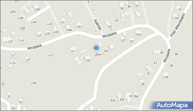 Kraków, Wrobela Feliksa, 107, mapa Krakowa