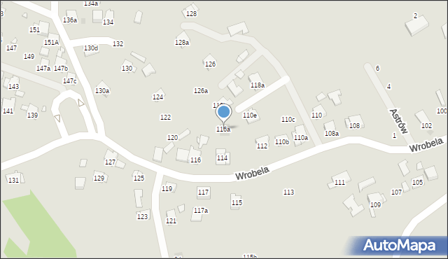 Kraków, Wrobela Feliksa, 116a, mapa Krakowa