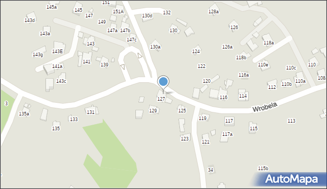 Kraków, Wrobela Feliksa, 127A, mapa Krakowa