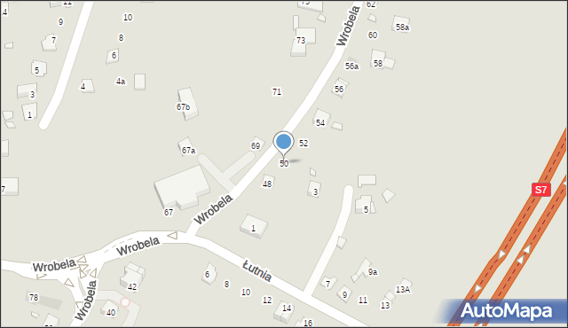 Kraków, Wrobela Feliksa, 50, mapa Krakowa