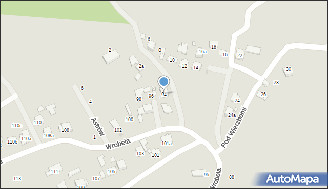 Kraków, Wrobela Feliksa, 94, mapa Krakowa