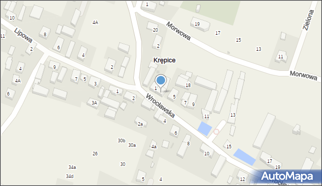 Krępice, Wrocławska, 3, mapa Krępice