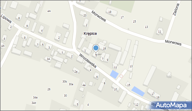 Krępice, Wrocławska, 5, mapa Krępice