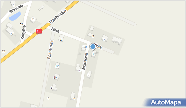 Księginice, Wrzosowa, 1, mapa Księginice