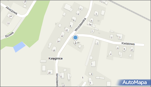 Księginice, Wrocławska, 9, mapa Księginice