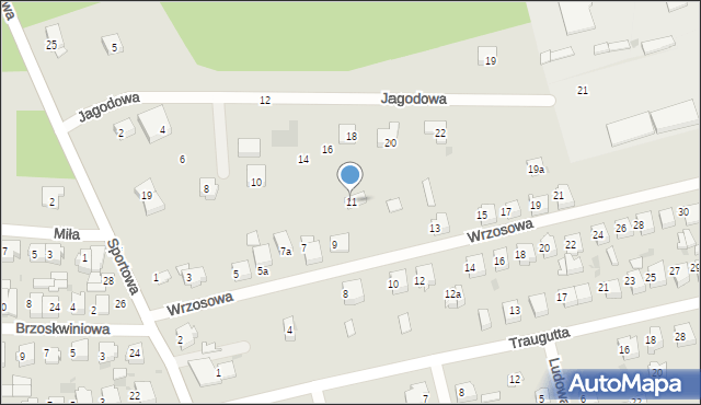 Łask, Wrzosowa, 11, mapa Łask