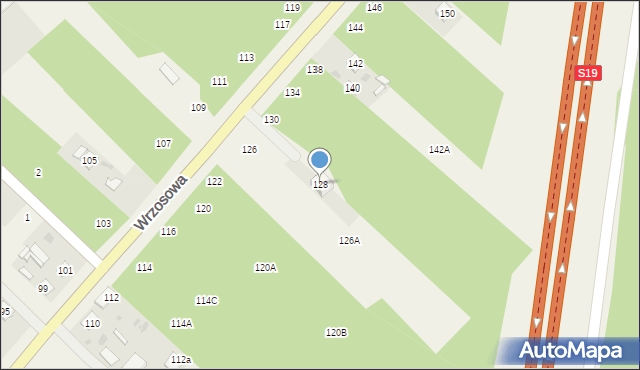 Lasy, Wrzosowa, 128, mapa Lasy