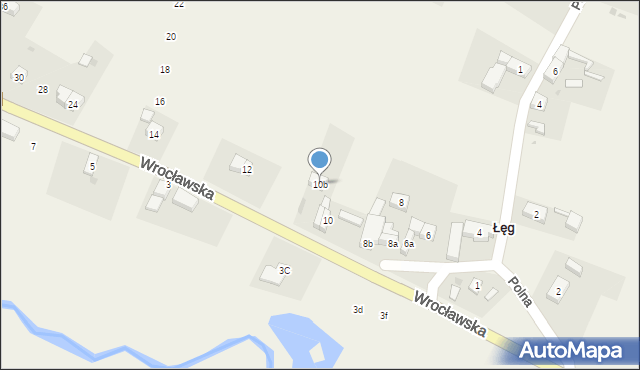 Łęg, Wrocławska, 10b, mapa Łęg