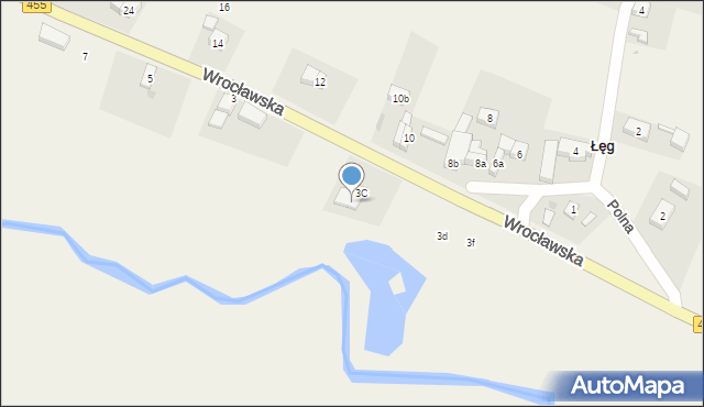 Łęg, Wrocławska, 3a, mapa Łęg