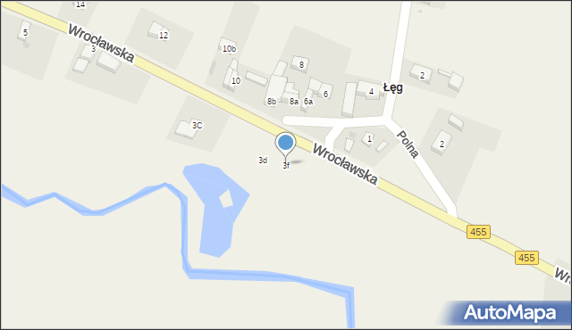 Łęg, Wrocławska, 3f, mapa Łęg
