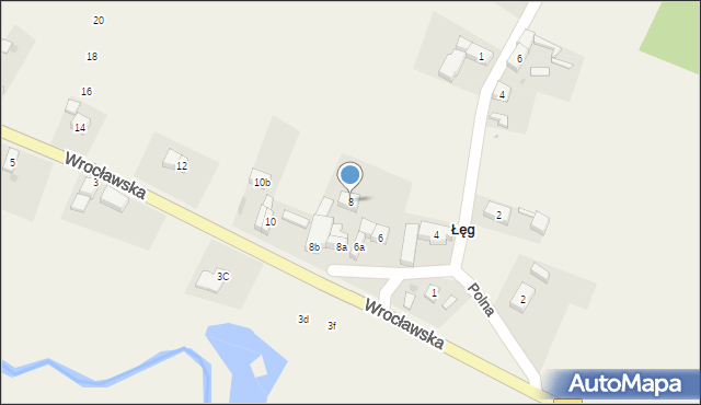 Łęg, Wrocławska, 8, mapa Łęg
