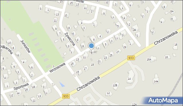 Libiąż, Wrzosowa, 9, mapa Libiąż