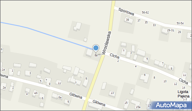 Ligota Piękna, Wrocławska, 9a, mapa Ligota Piękna