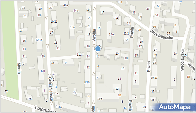 Łódź, Wróbla, 11, mapa Łodzi