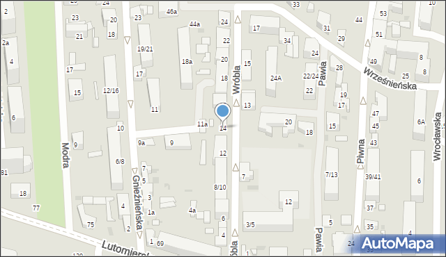 Łódź, Wróbla, 14, mapa Łodzi
