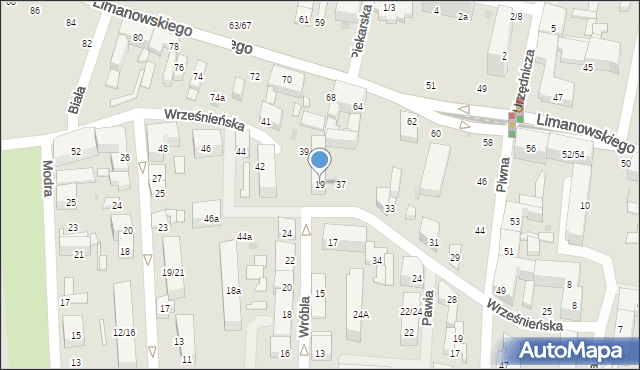 Łódź, Wróbla, 19, mapa Łodzi