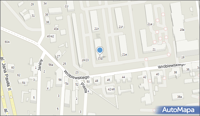 Łódź, Wróblewskiego Walerego, gen., 21g, mapa Łodzi