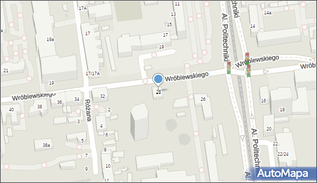 Łódź, Wróblewskiego Walerego, gen., 28, mapa Łodzi